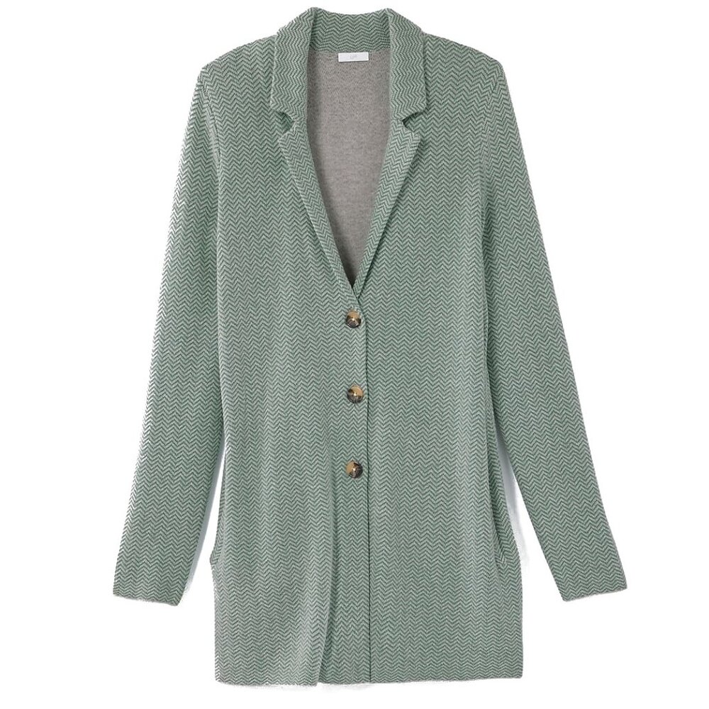 NWT J. Jill Womens Petite Size Large LP Chevron Stripe Knit Blazer Jacket NEW